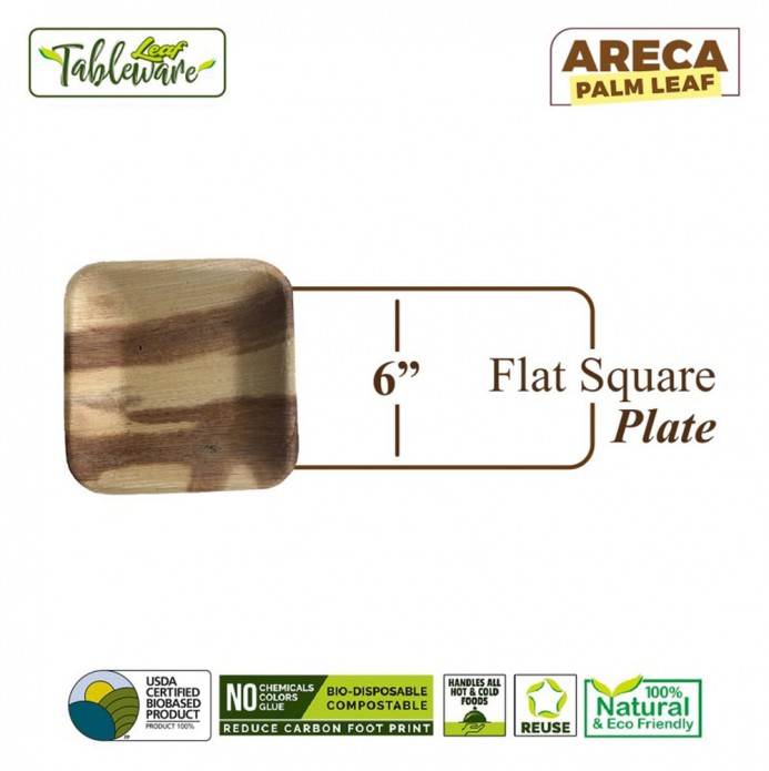 6" Flat Square Dessert Plate